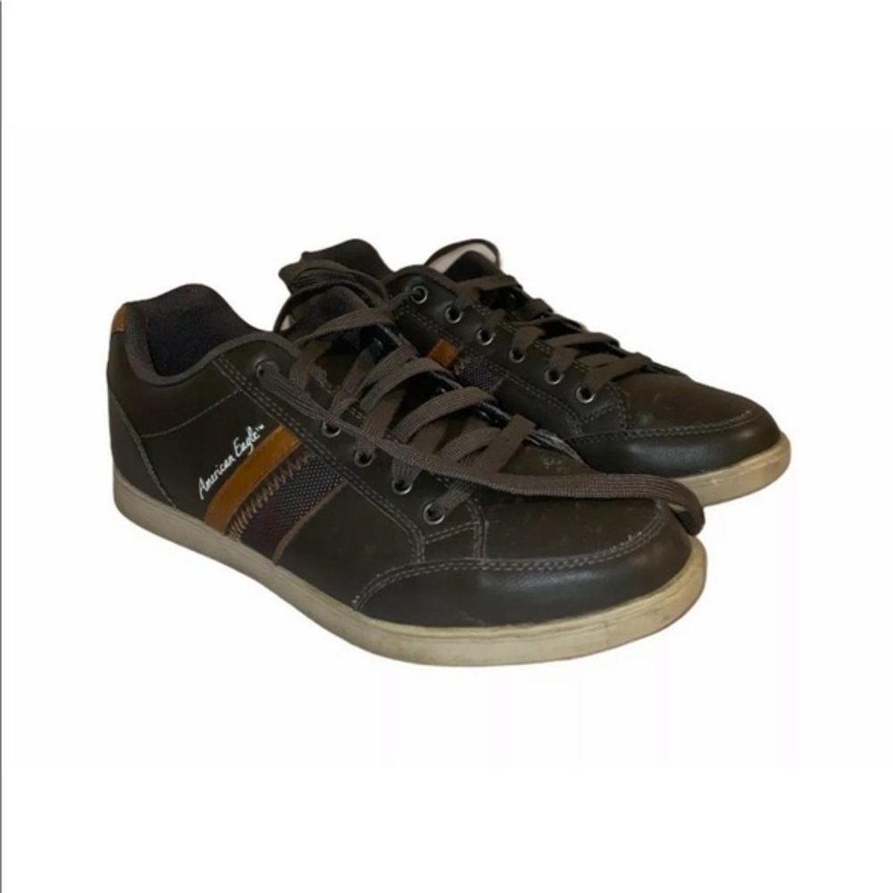 American Eagle Outfitters Men's Black and Tan Leather Sneakers